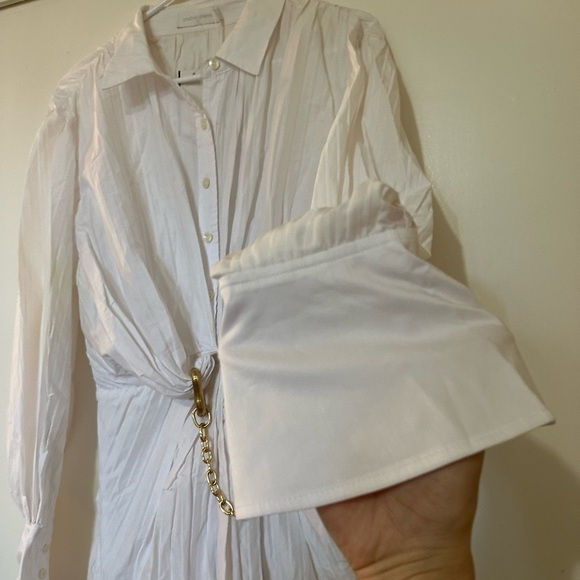 NWT Jonathan Simkhai Fraya Plisse Poplin Dress White - Picture 9 of 16